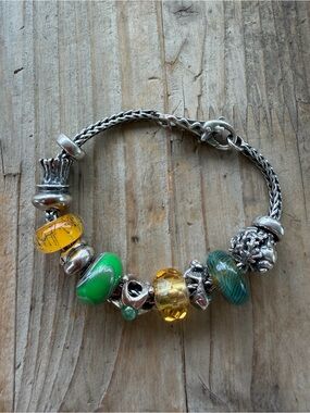 Trollbeads Dolphin Mermaid jellyfish murano ocean charm bracelet and spacers